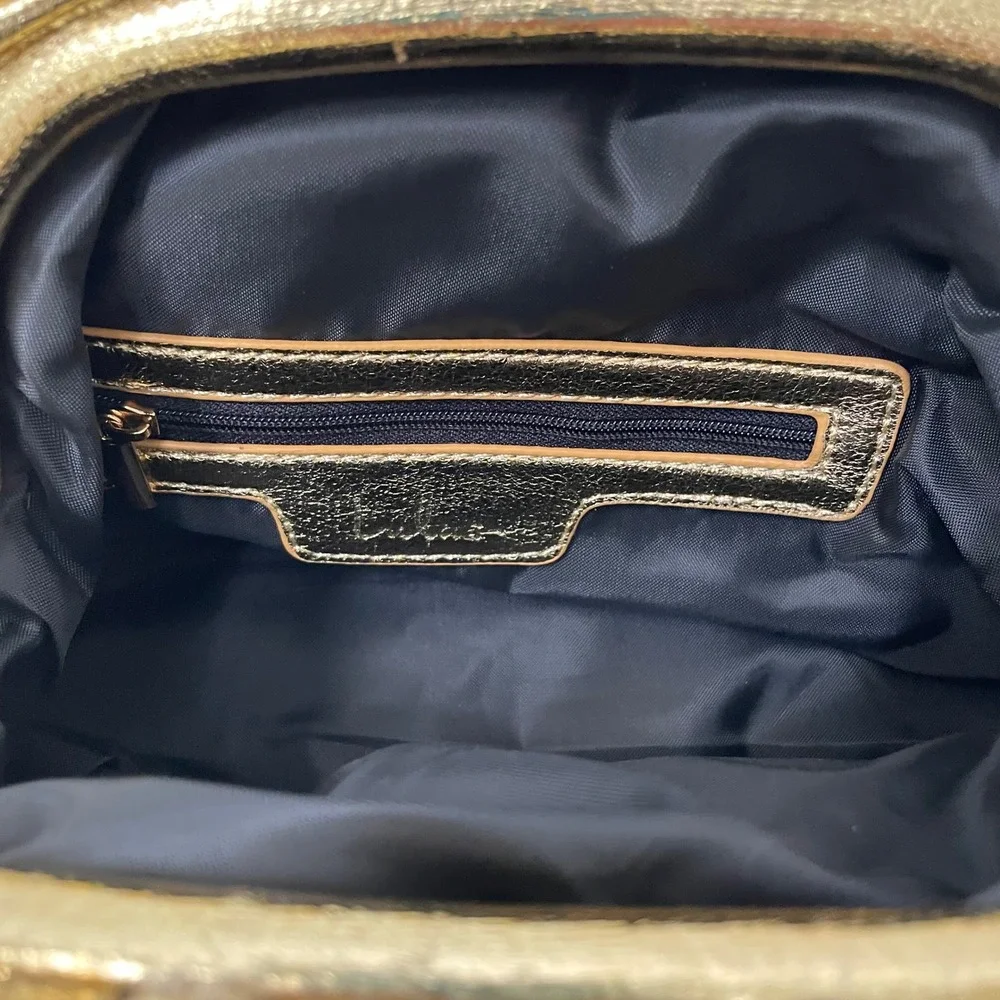 Lulu's get your trend on‎ clutch  handbag metallic gold hinge closure